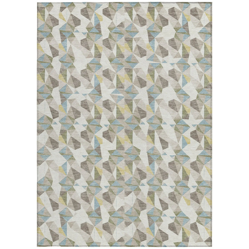 10' X 14' Ivory And Linen Geometric Washable Indoor Outdoor Area Rug Homeroots Outdoor