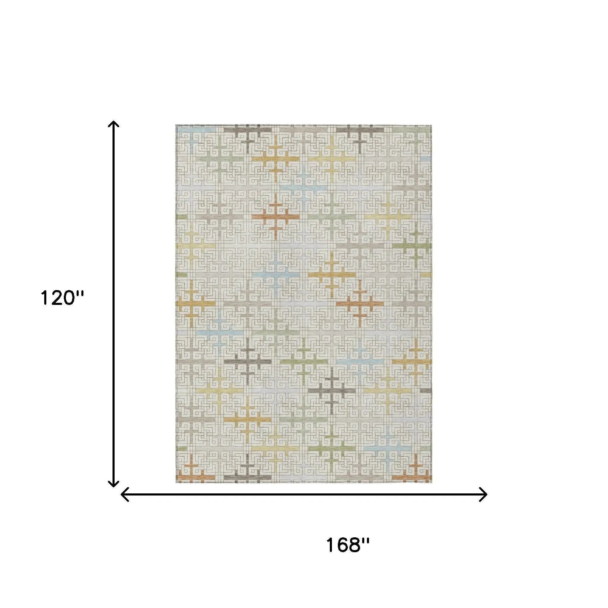 10' X 14' Ivory And Linen Geometric Washable Indoor Outdoor Area Rug Homeroots Outdoor