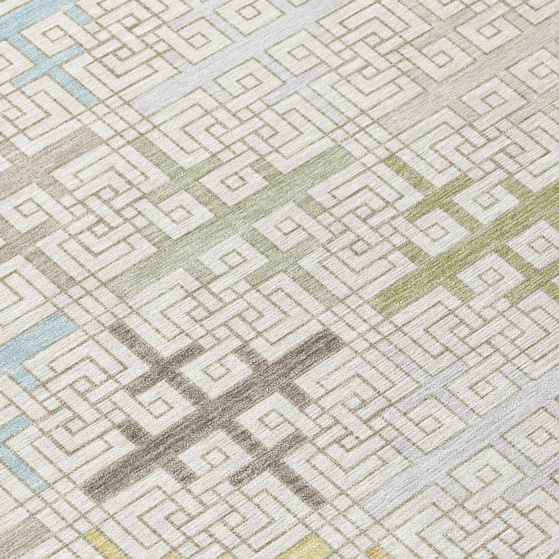 10' X 14' Ivory And Linen Geometric Washable Indoor Outdoor Area Rug Homeroots Outdoor