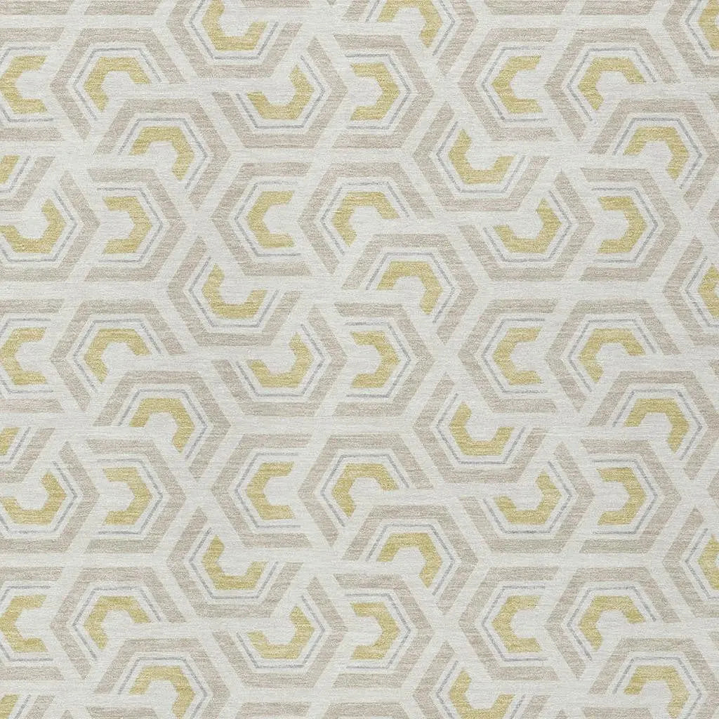 10' X 14' Ivory And Linen Geometric Washable Indoor Outdoor Area Rug Homeroots Outdoor