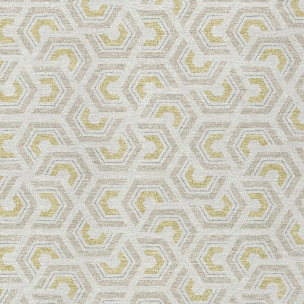 10' X 14' Ivory And Linen Geometric Washable Indoor Outdoor Area Rug Homeroots Outdoor