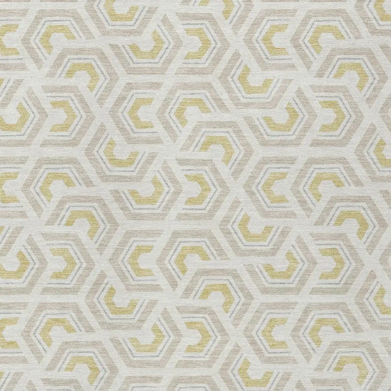 10' X 14' Ivory And Linen Geometric Washable Indoor Outdoor Area Rug Homeroots Outdoor