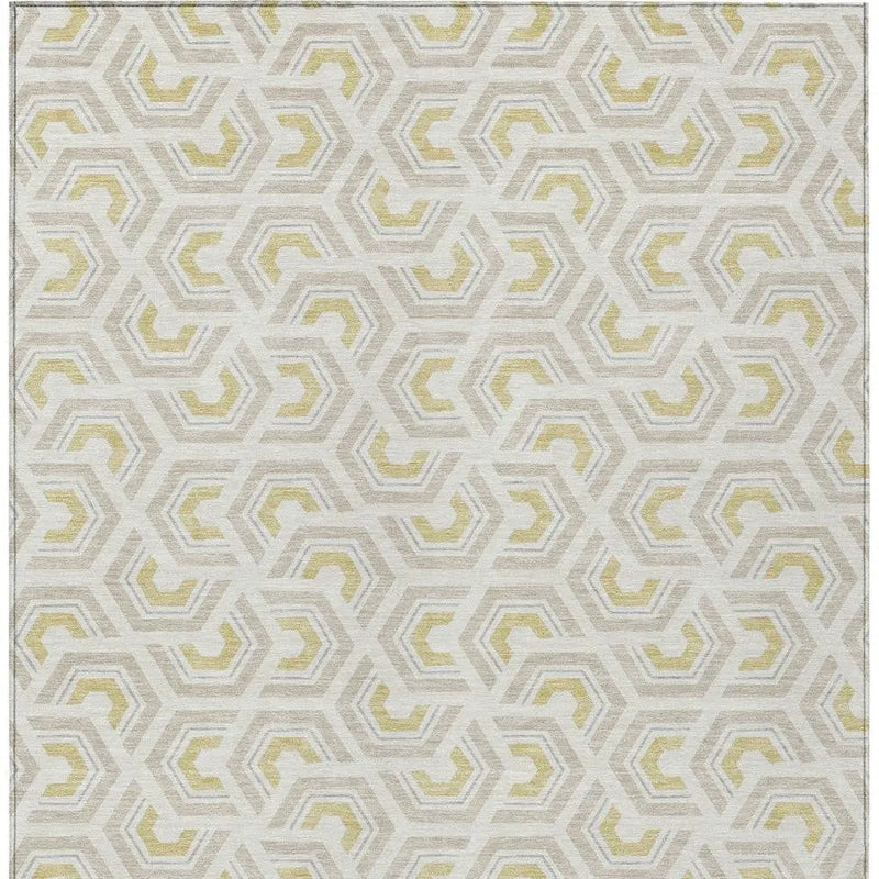 10' X 14' Ivory And Linen Geometric Washable Indoor Outdoor Area Rug Homeroots Outdoor