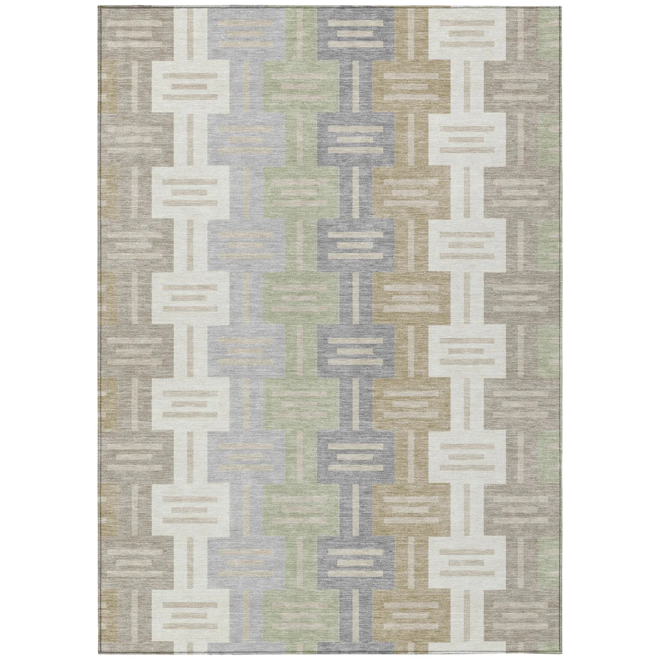 10' X 14' Ivory And Linen Geometric Washable Indoor Outdoor Area Rug Homeroots Outdoor