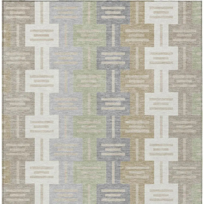 10' X 14' Ivory And Linen Geometric Washable Indoor Outdoor Area Rug Homeroots Outdoor