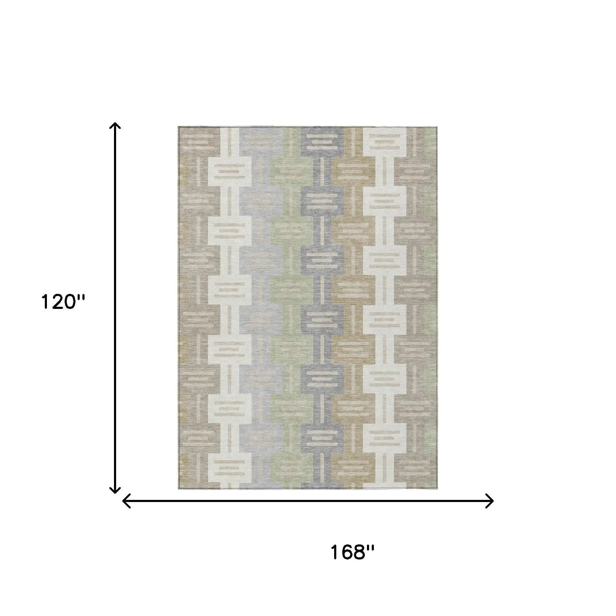 10' X 14' Ivory And Linen Geometric Washable Indoor Outdoor Area Rug Homeroots Outdoor
