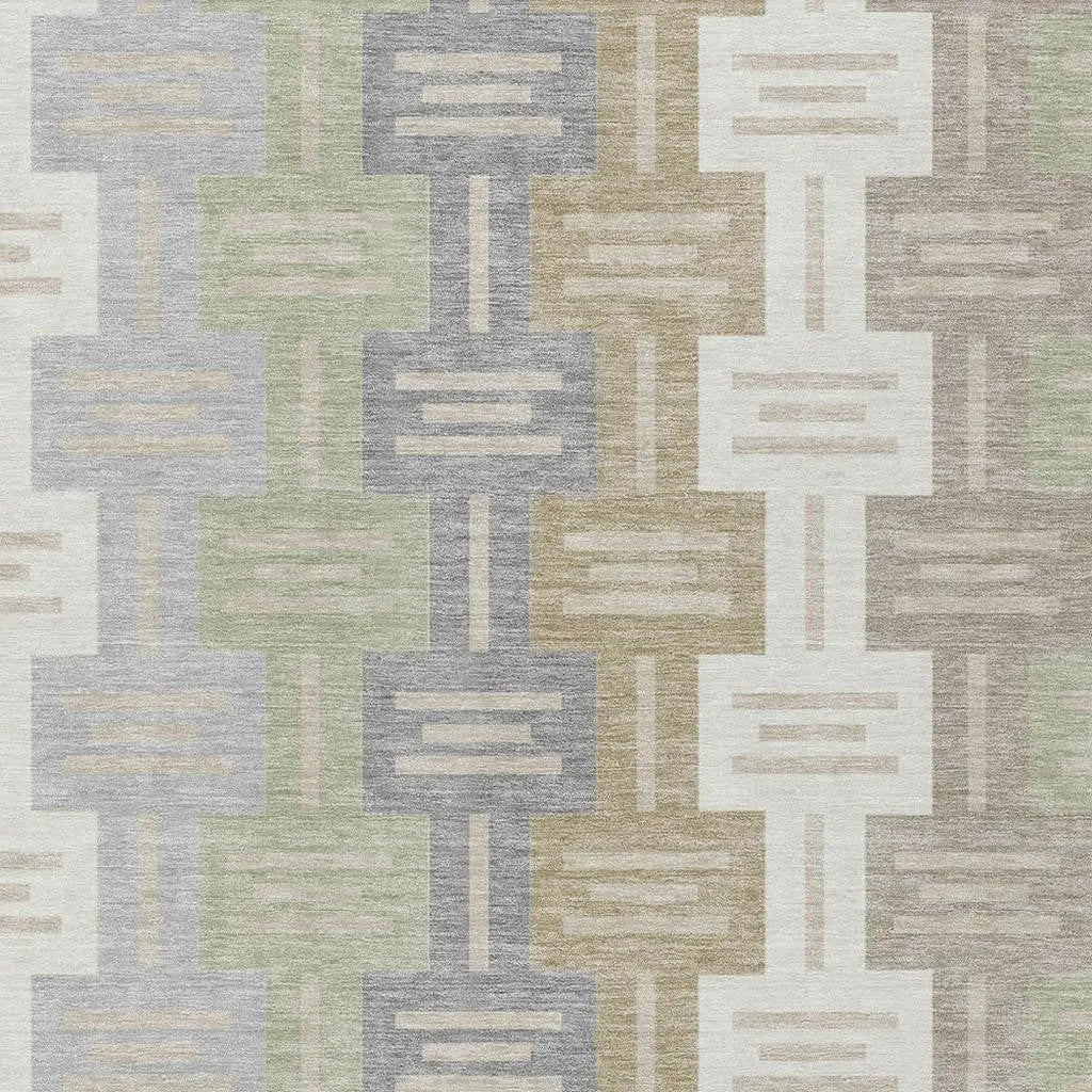 10' X 14' Ivory And Linen Geometric Washable Indoor Outdoor Area Rug Homeroots Outdoor