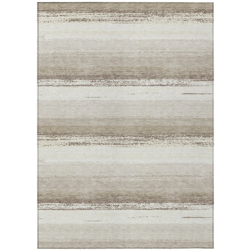 10' X 14' Ivory And Linen Striped Washable Indoor Outdoor Area Rug Homeroots Outdoor