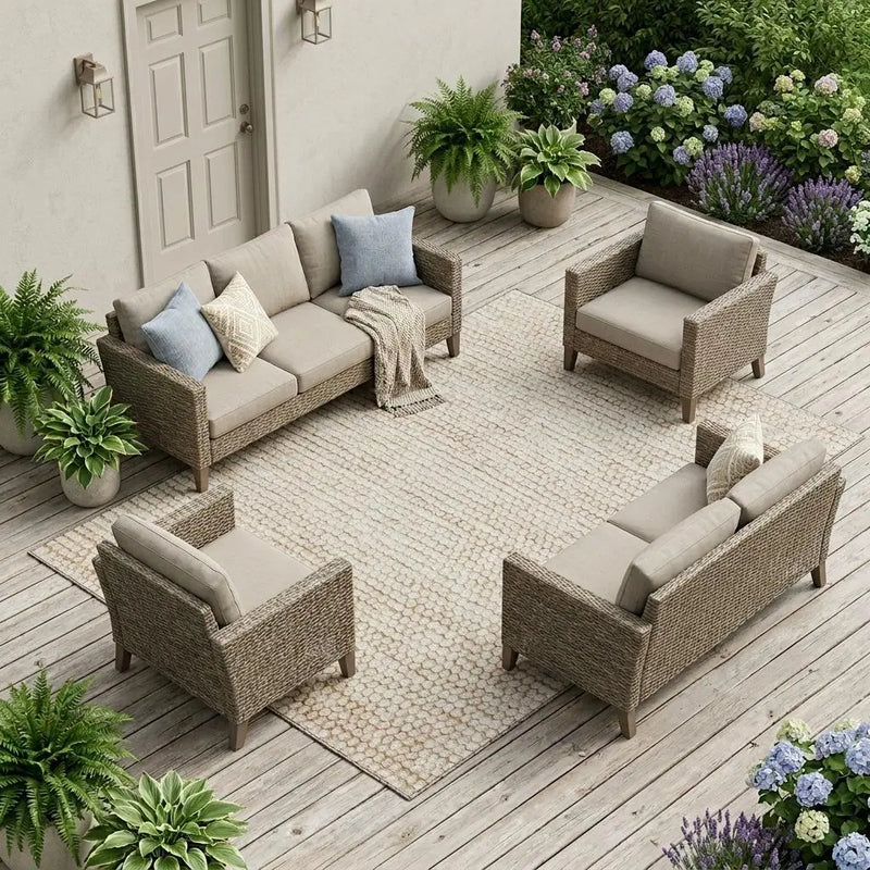 10' X 14' Ivory And Linen Striped Washable Indoor Outdoor Area Rug Homeroots Outdoor