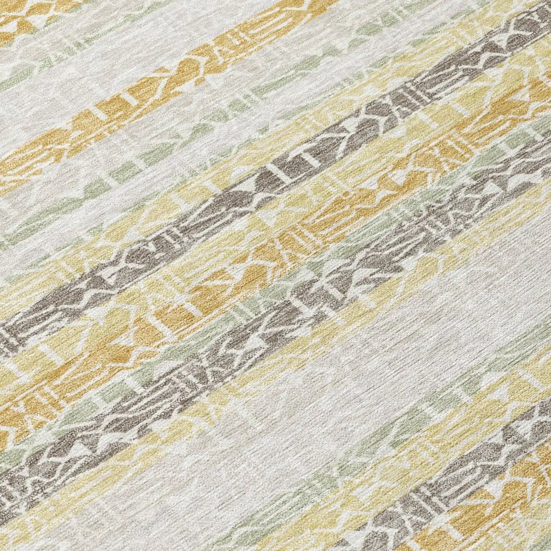 10' X 14' Ivory And Linen Striped Washable Indoor Outdoor Area Rug Homeroots Outdoor