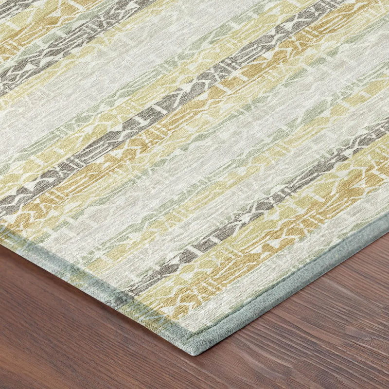10' X 14' Ivory And Linen Striped Washable Indoor Outdoor Area Rug Homeroots Outdoor