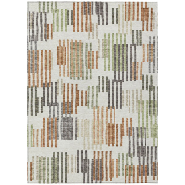 10' X 14' Ivory And Orange Striped Washable Indoor Outdoor Area Rug Homeroots Outdoor
