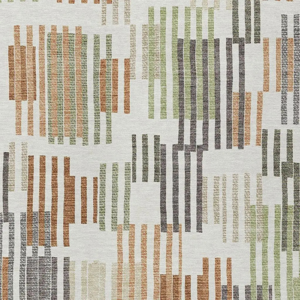 10' X 14' Ivory And Orange Striped Washable Indoor Outdoor Area Rug Homeroots Outdoor