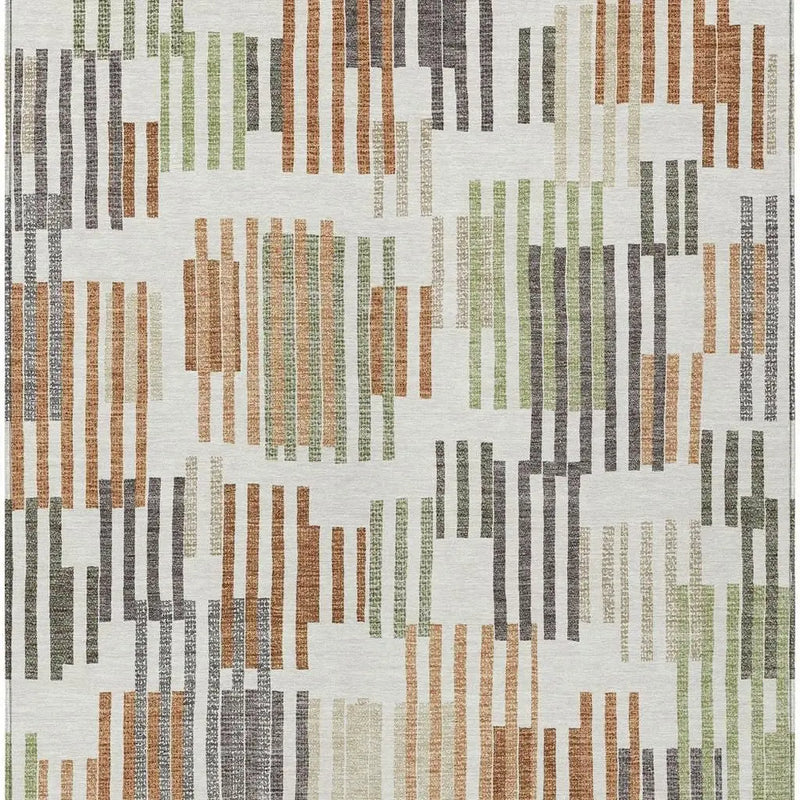 10' X 14' Ivory And Orange Striped Washable Indoor Outdoor Area Rug Homeroots Outdoor