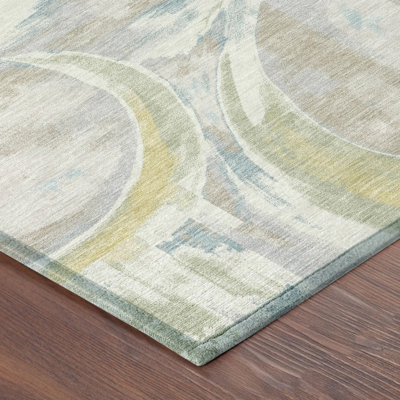 10' X 14' Ivory And Pearl Abstract Washable Indoor Outdoor Area Rug Homeroots Outdoor