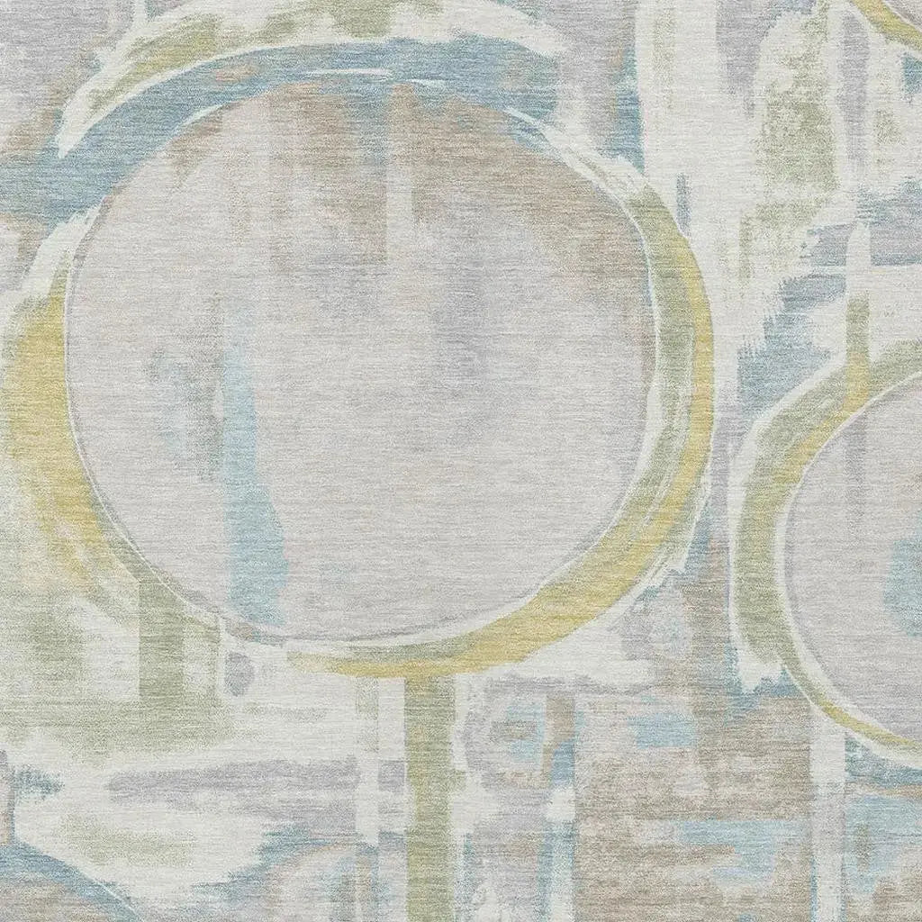 10' X 14' Ivory And Pearl Abstract Washable Indoor Outdoor Area Rug Homeroots Outdoor
