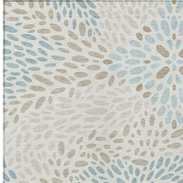 10' X 14' Ivory And Pearl Abstract Washable Indoor Outdoor Area Rug Homeroots Outdoor