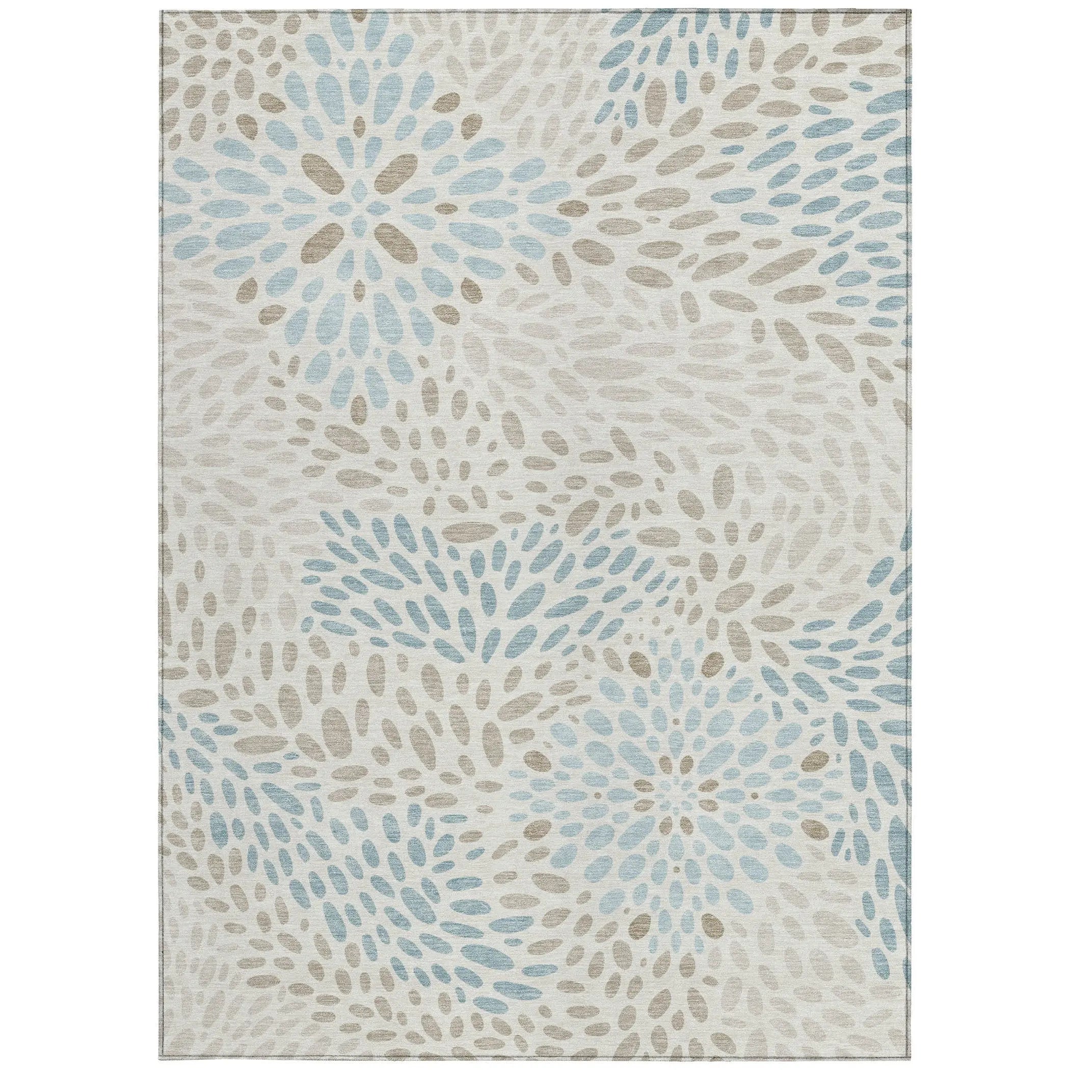 10' X 14' Ivory And Pearl Abstract Washable Indoor Outdoor Area Rug Homeroots Outdoor