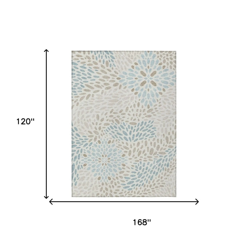 10' X 14' Ivory And Pearl Abstract Washable Indoor Outdoor Area Rug Homeroots Outdoor