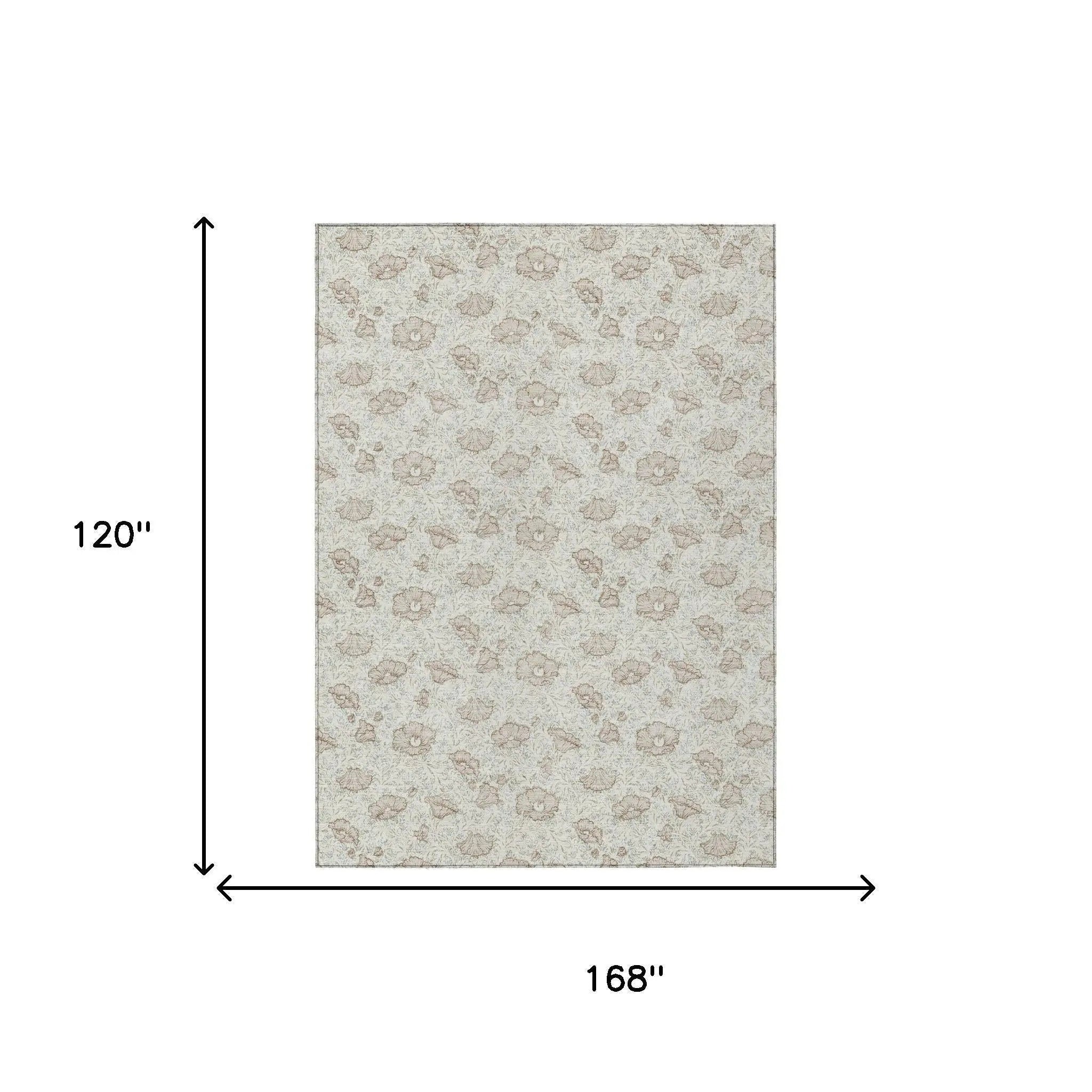 10' X 14' Ivory And Pearl Floral Washable Indoor Outdoor Area Rug Homeroots Outdoor