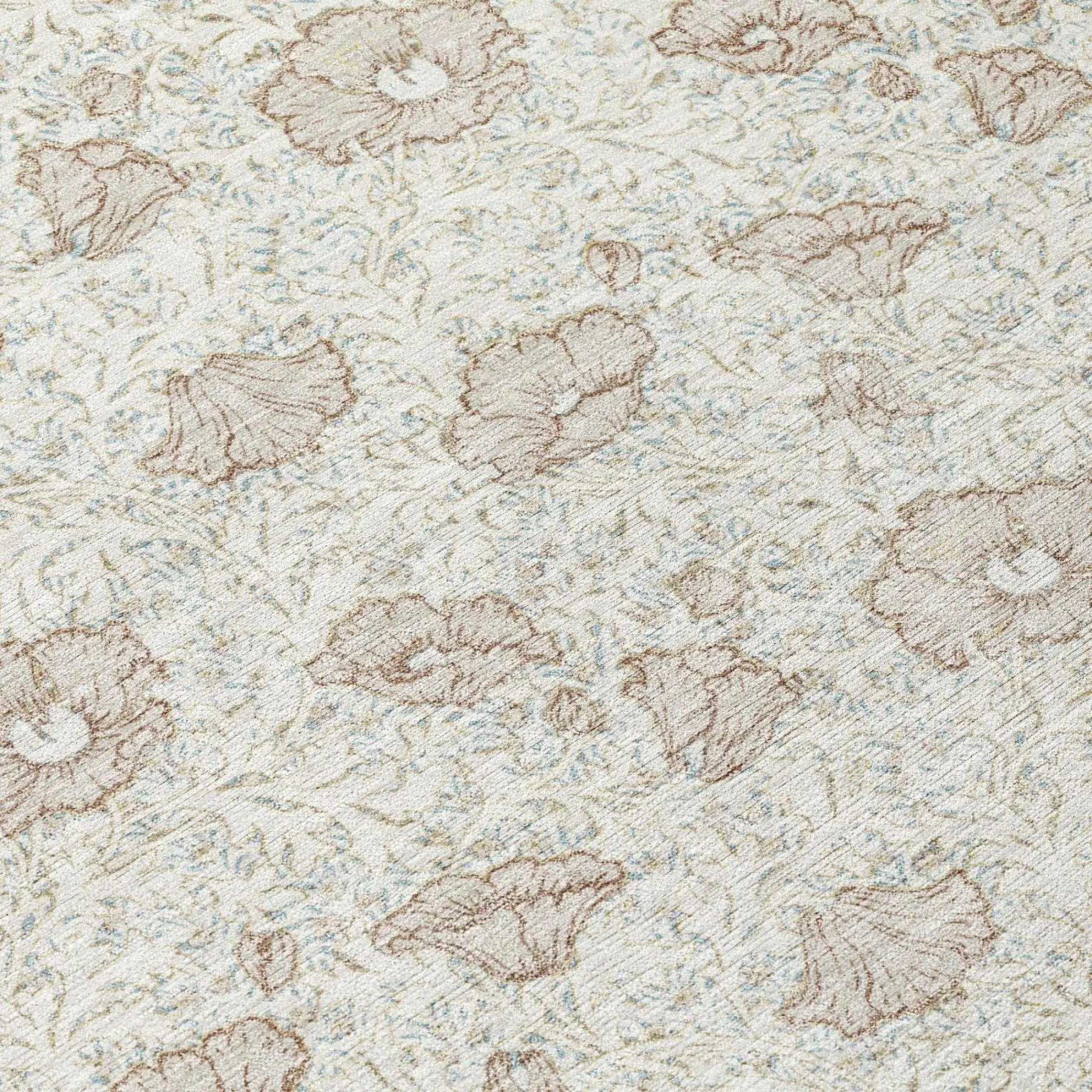 10' X 14' Ivory And Pearl Floral Washable Indoor Outdoor Area Rug Homeroots Outdoor