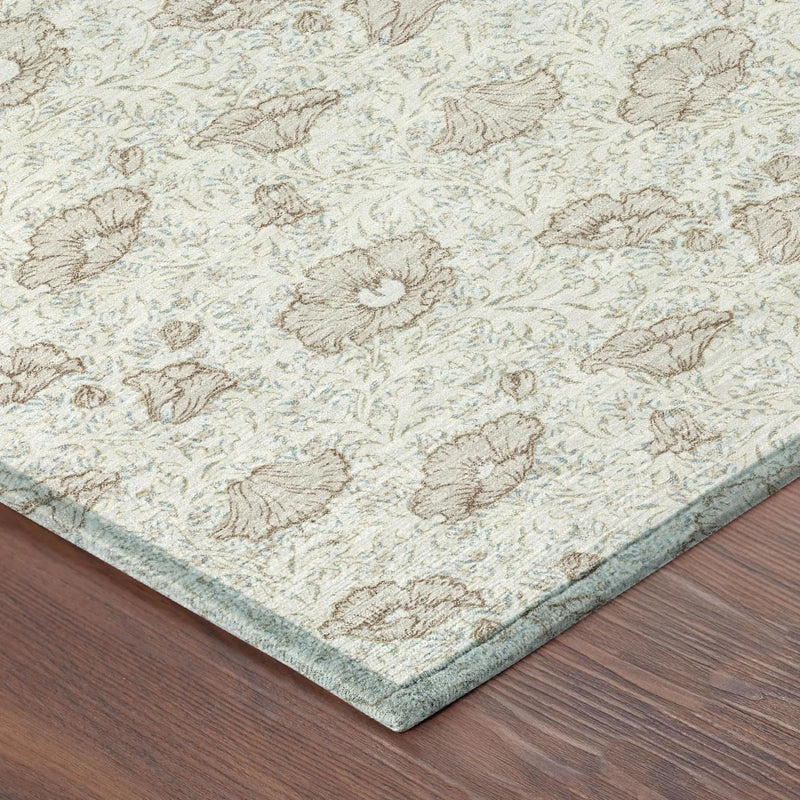 10' X 14' Ivory And Pearl Floral Washable Indoor Outdoor Area Rug Homeroots Outdoor