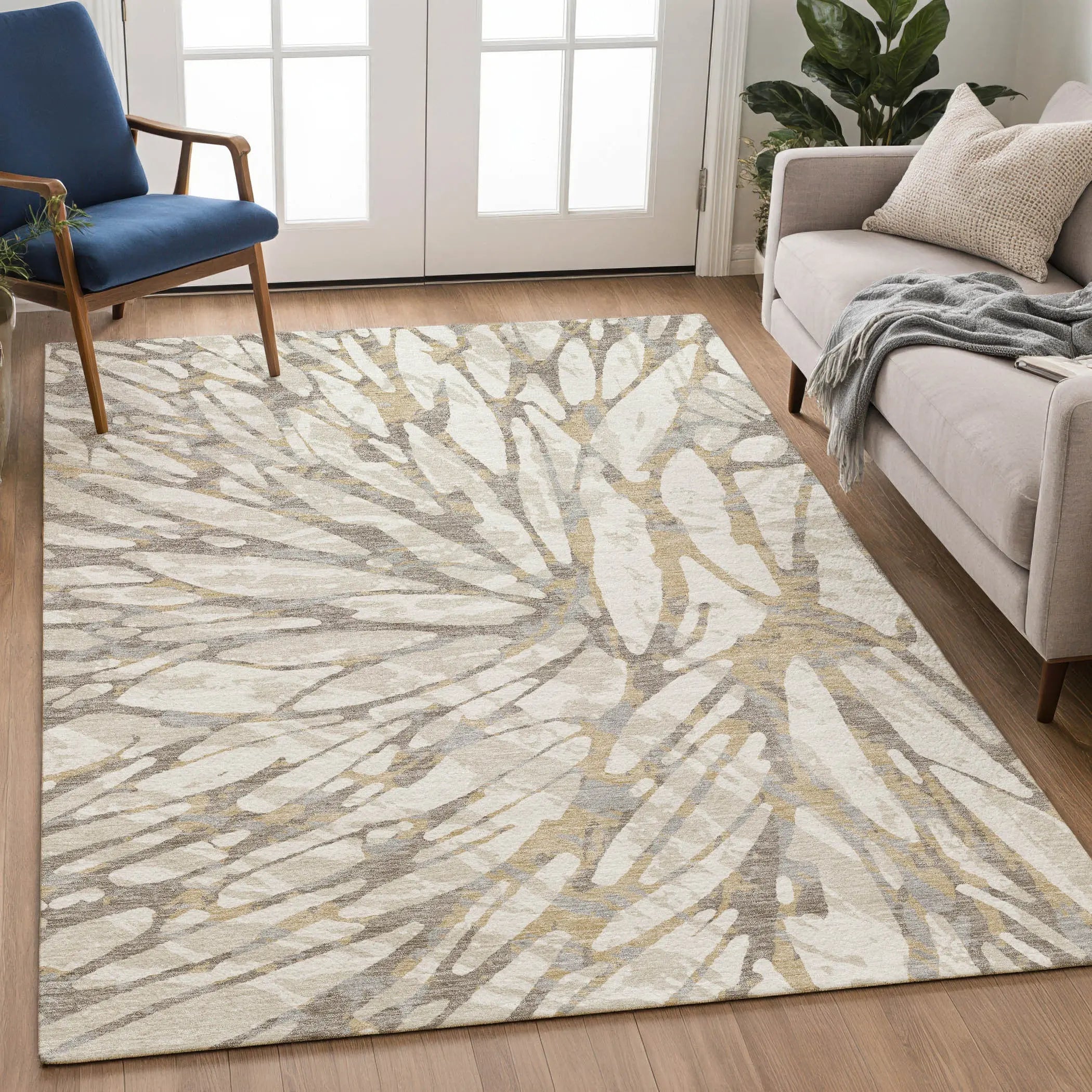 10' X 14' Ivory And Pewter Abstract Washable Indoor Outdoor Area Rug Homeroots Outdoor