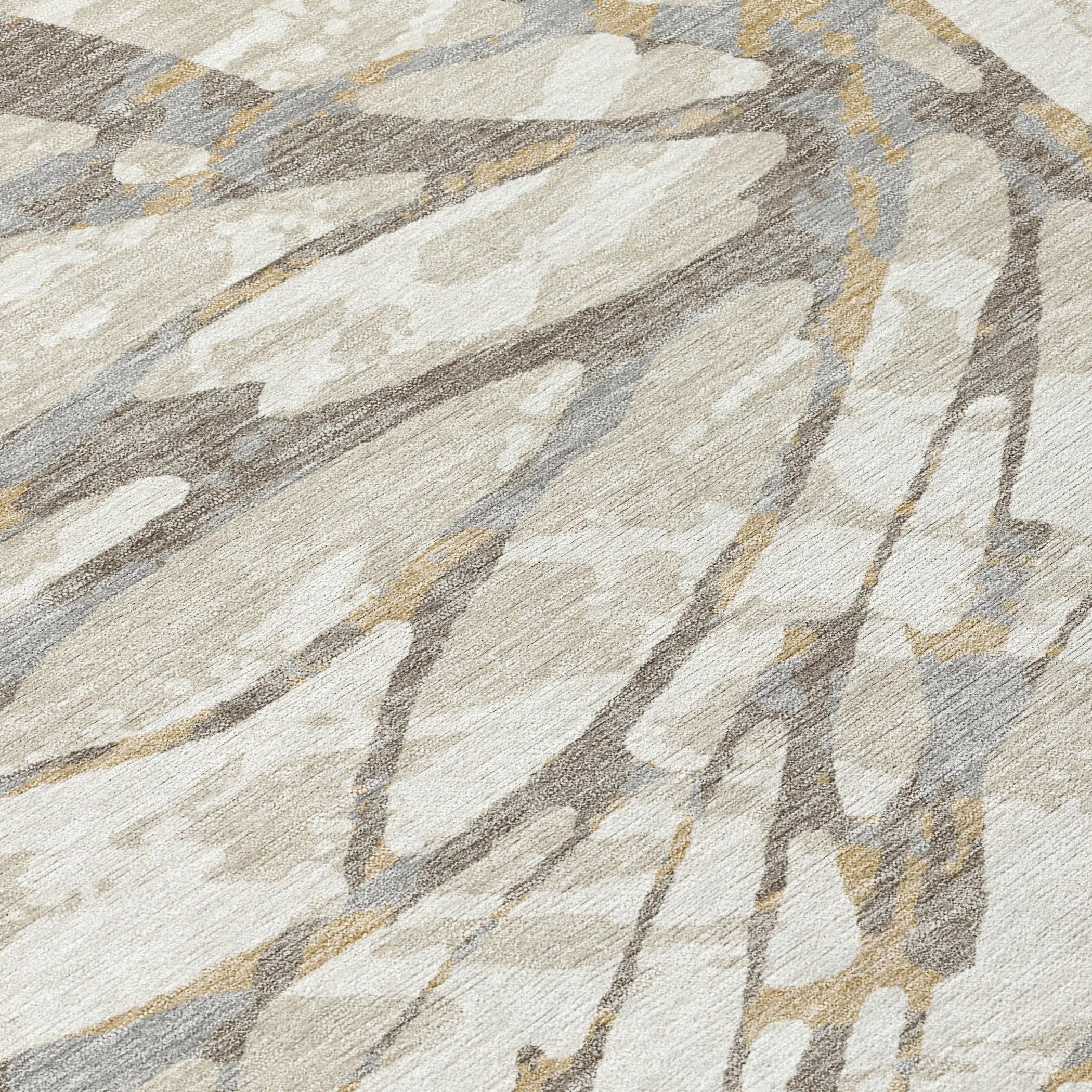 10' X 14' Ivory And Pewter Abstract Washable Indoor Outdoor Area Rug Homeroots Outdoor