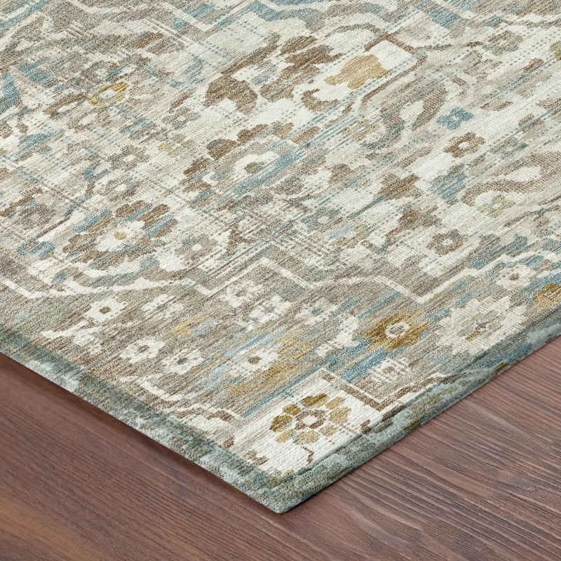 10' X 14' Ivory And Pewter Floral Medallion Washable Indoor Outdoor Area Rug Homeroots Outdoor