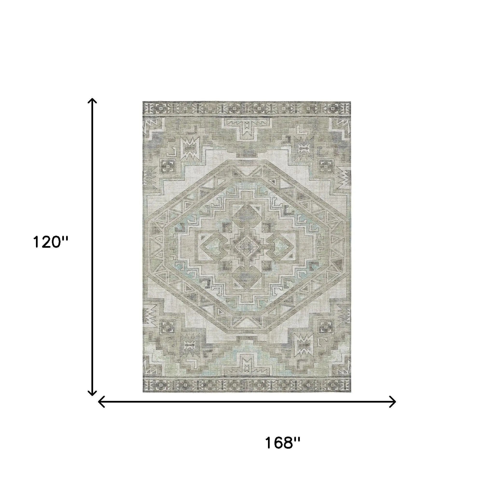 10' X 14' Ivory And Pewter Southwestern Washable Indoor Outdoor Area Rug Homeroots Outdoor