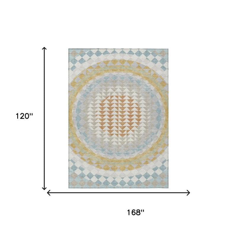 10' X 14' Ivory And Plum Geometric Washable Indoor Outdoor Area Rug Homeroots Outdoor