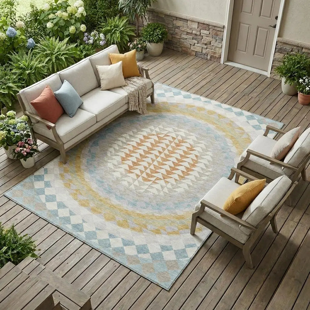 10' X 14' Ivory And Plum Geometric Washable Indoor Outdoor Area Rug Homeroots Outdoor