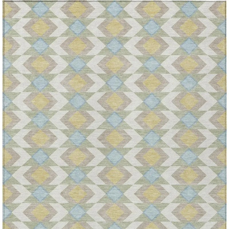 10' X 14' Ivory And Saffron Geometric Washable Indoor Outdoor Area Rug Homeroots Outdoor