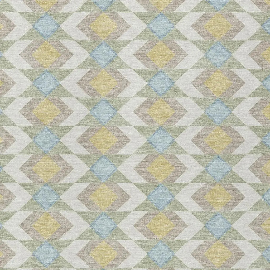 10' X 14' Ivory And Saffron Geometric Washable Indoor Outdoor Area Rug Homeroots Outdoor