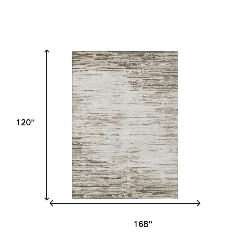 10' X 14' Ivory And Silver Abstract Washable Indoor Outdoor Area Rug Homeroots Outdoor
