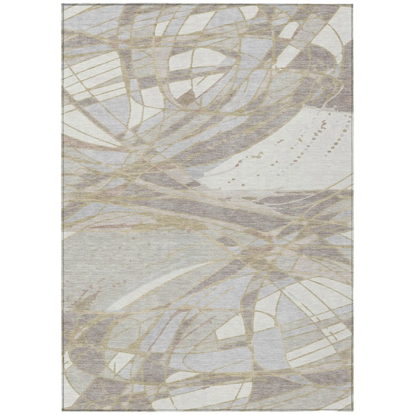 10' X 14' Ivory And Silver Abstract Washable Indoor Outdoor Area Rug Homeroots Outdoor