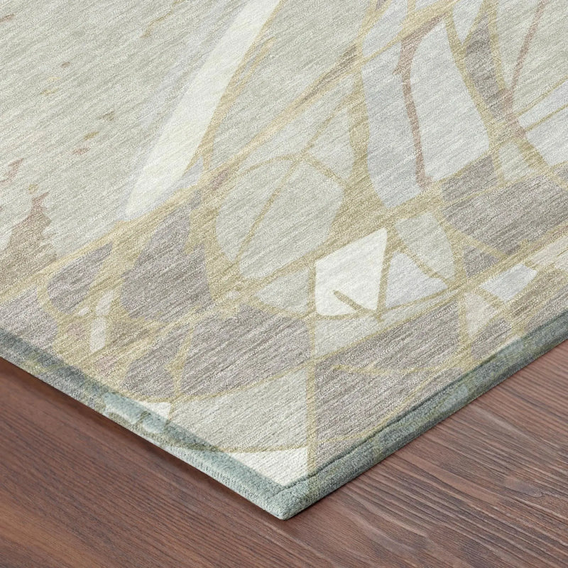 10' X 14' Ivory And Silver Abstract Washable Indoor Outdoor Area Rug Homeroots Outdoor