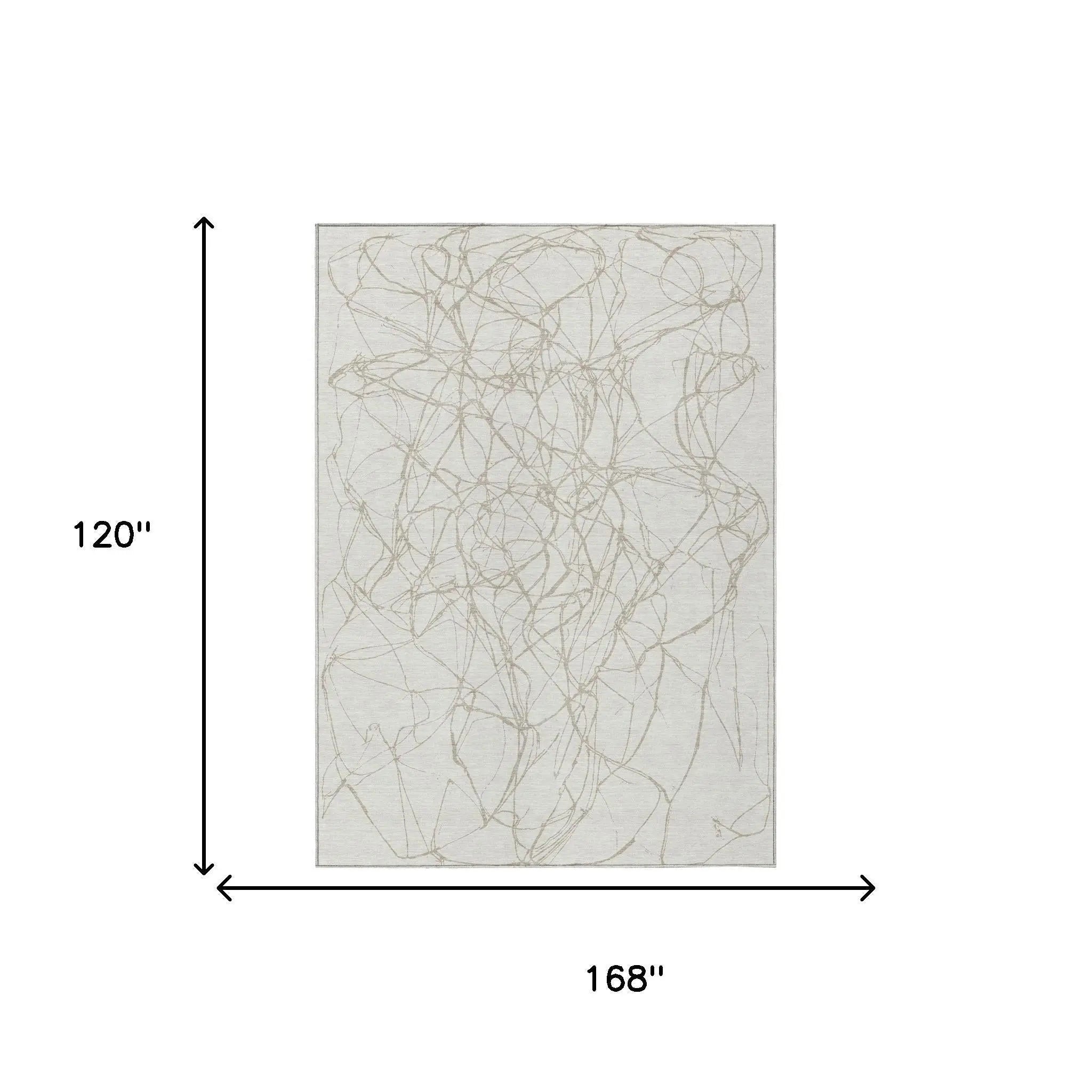 10' X 14' Ivory And Silver Abstract Washable Indoor Outdoor Area Rug Homeroots Outdoor