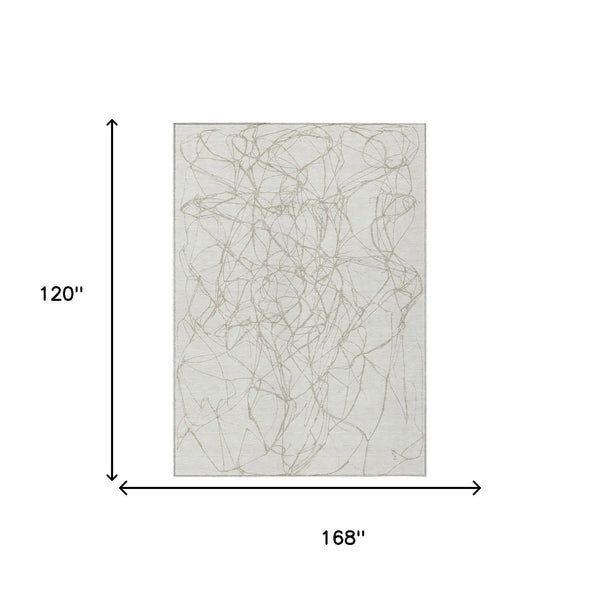 10' X 14' Ivory And Silver Abstract Washable Indoor Outdoor Area Rug Homeroots Outdoor