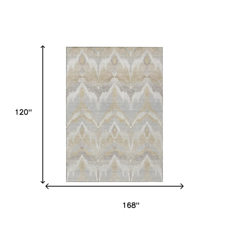 10' X 14' Ivory And Silver Abstract Washable Indoor Outdoor Area Rug Homeroots Outdoor