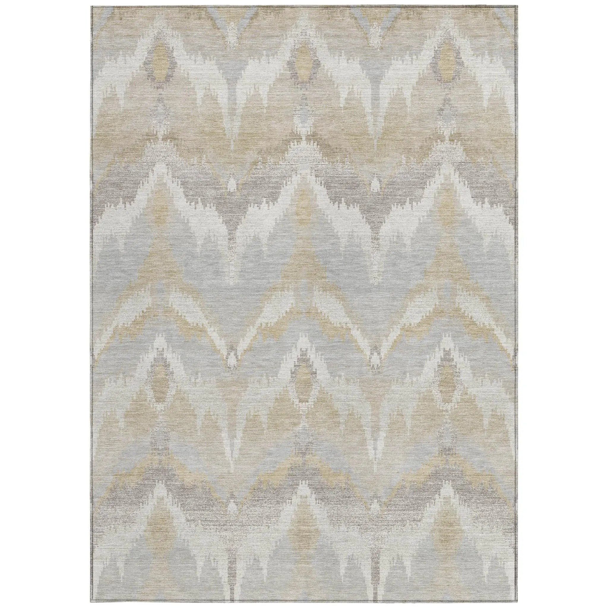 10' X 14' Ivory And Silver Abstract Washable Indoor Outdoor Area Rug Homeroots Outdoor