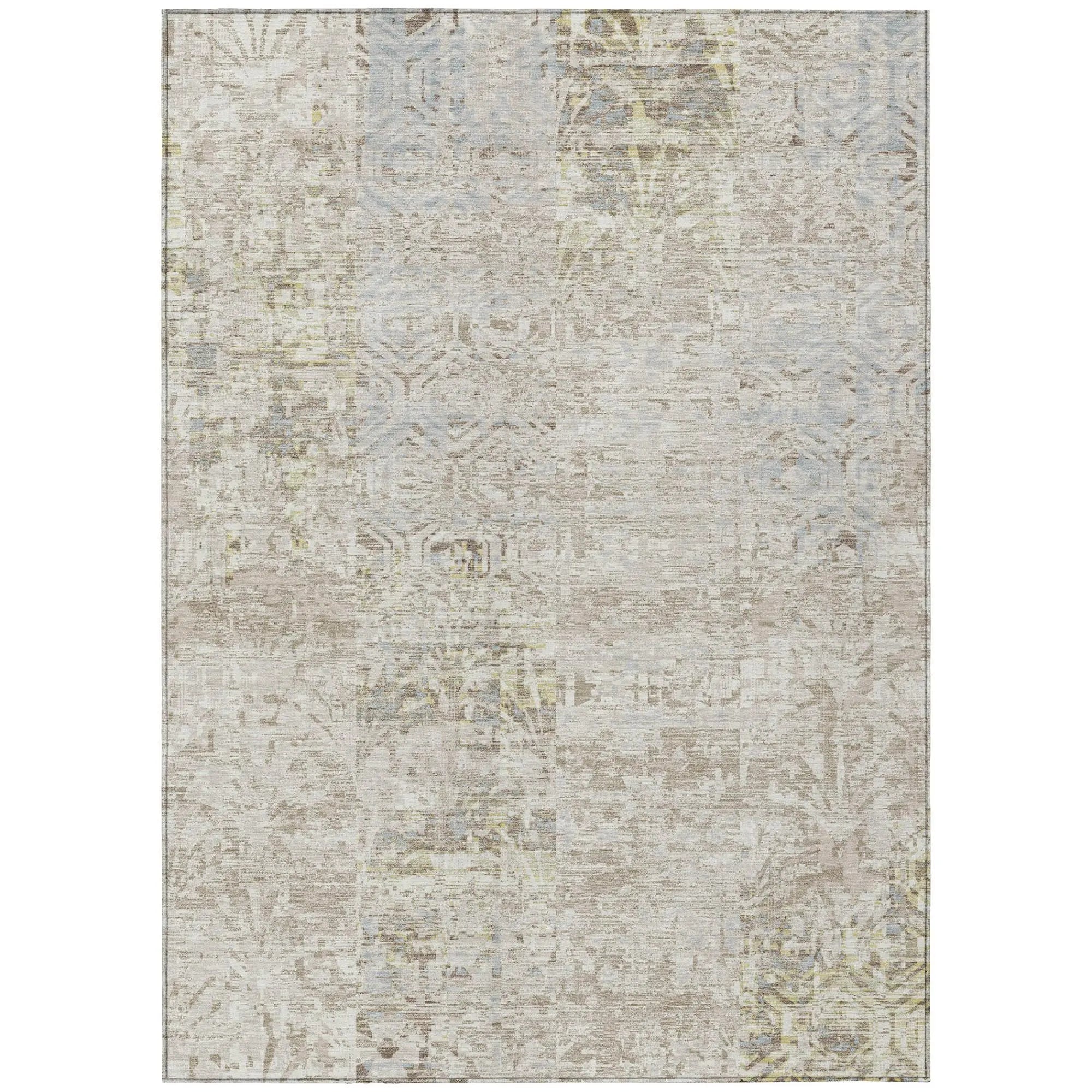 10' X 14' Ivory And Silver Abstract Washable Indoor Outdoor Area Rug Homeroots Outdoor