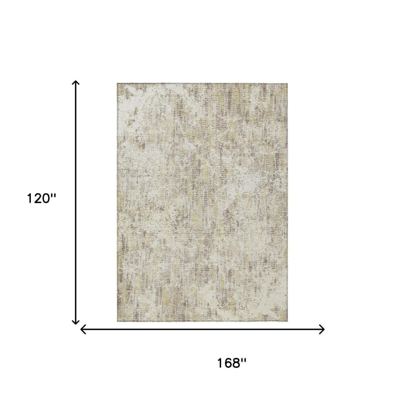 10' X 14' Ivory And Silver Abstract Washable Indoor Outdoor Area Rug Homeroots Outdoor