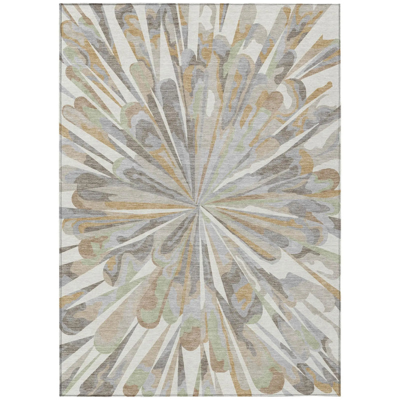 10' X 14' Ivory And Silver Abstract Washable Indoor Outdoor Area Rug Homeroots Outdoor