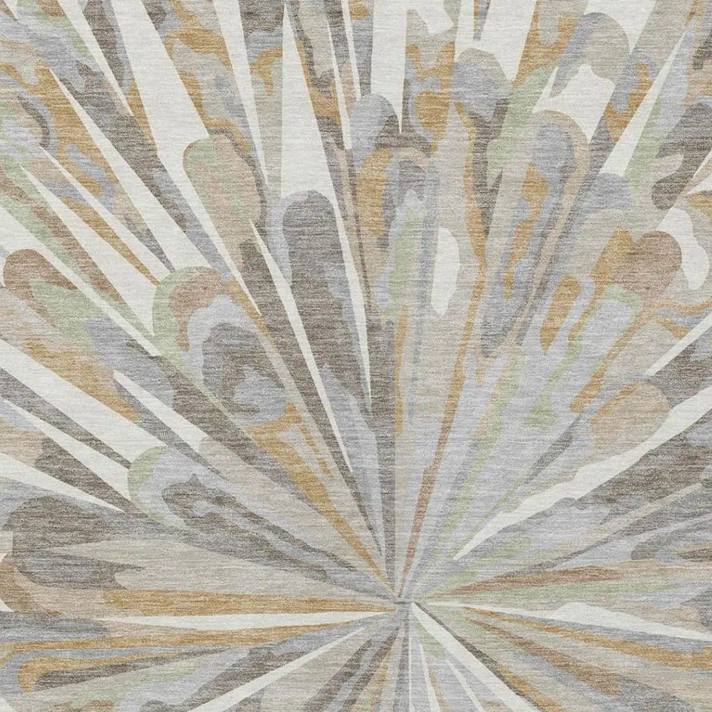 10' X 14' Ivory And Silver Abstract Washable Indoor Outdoor Area Rug Homeroots Outdoor