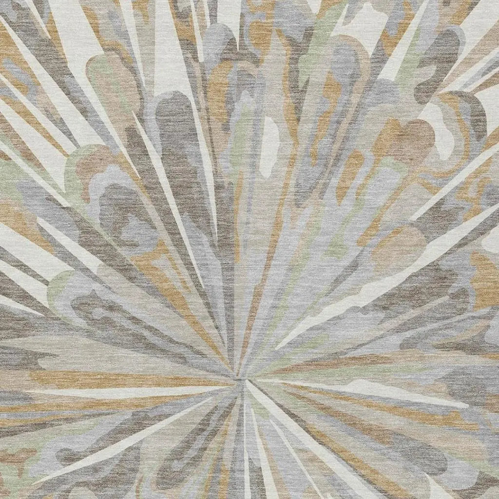 10' X 14' Ivory And Silver Abstract Washable Indoor Outdoor Area Rug Homeroots Outdoor