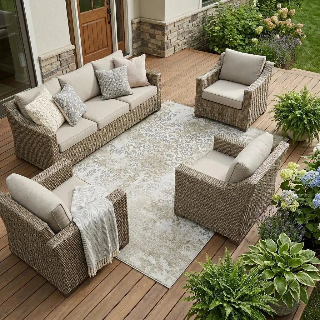 10' X 14' Ivory And Silver Abstract Washable Indoor Outdoor Area Rug Homeroots Outdoor