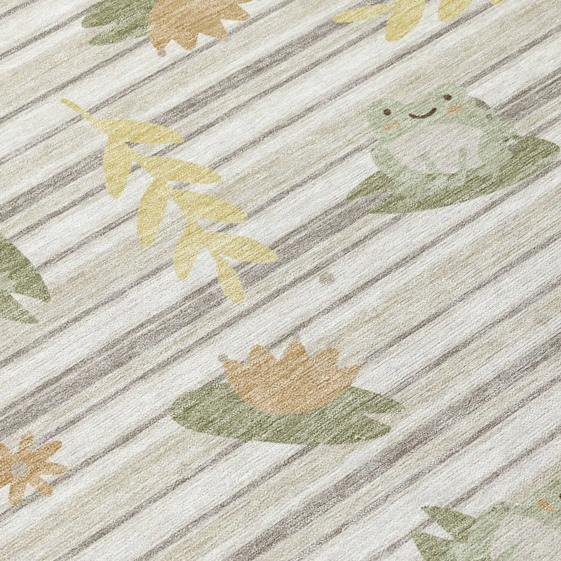 10' X 14' Ivory And Silver Botanical Leaves Washable Indoor Outdoor Area Rug Homeroots Outdoor
