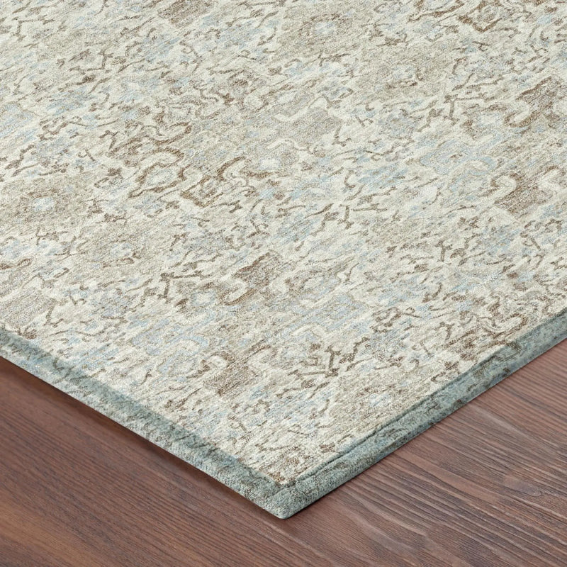 10' X 14' Ivory And Silver Damask Washable Indoor Outdoor Area Rug Homeroots Outdoor
