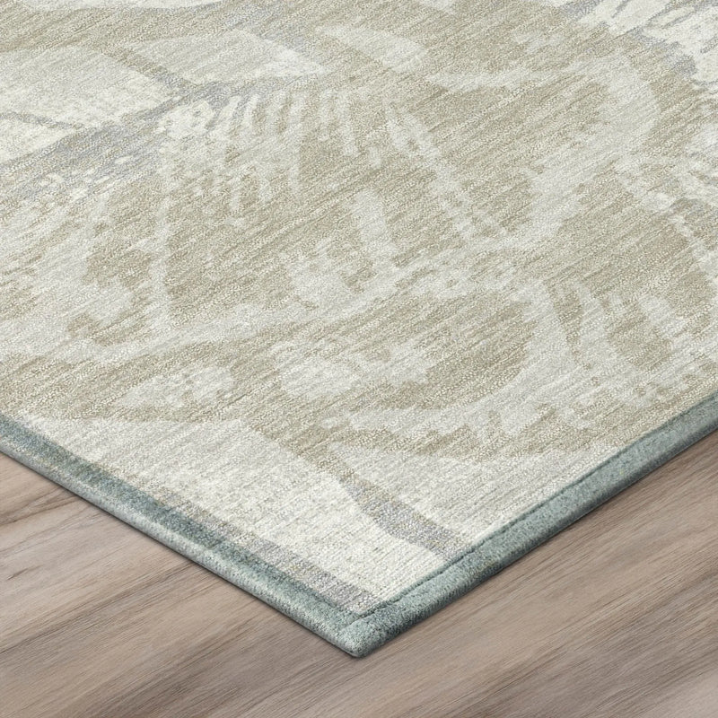 10' X 14' Ivory And Silver Floral Washable Indoor Outdoor Area Rug Homeroots Outdoor